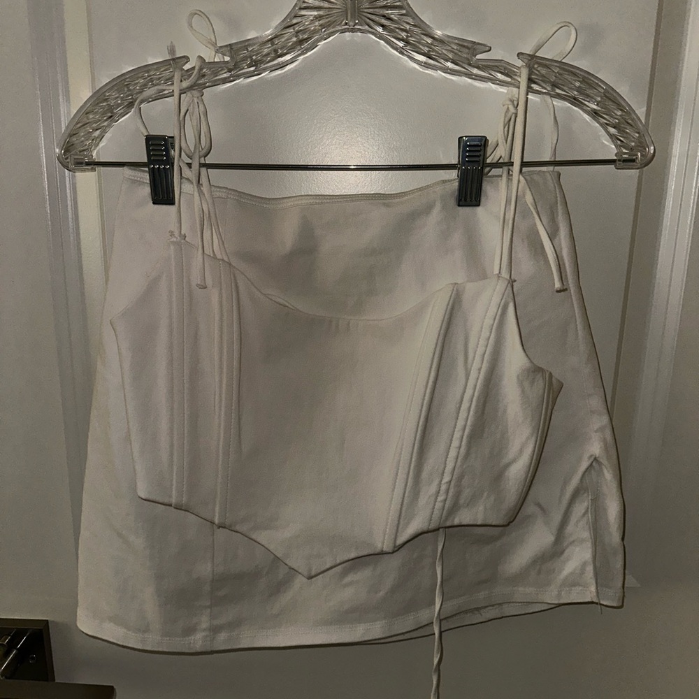 White Two-Piece crop top and skirt